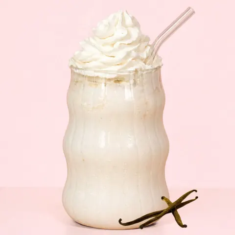 Vanilla Milkshake at WEPE, Pererenan, Bali. Thick vanilla milkshake, whipped cream on top